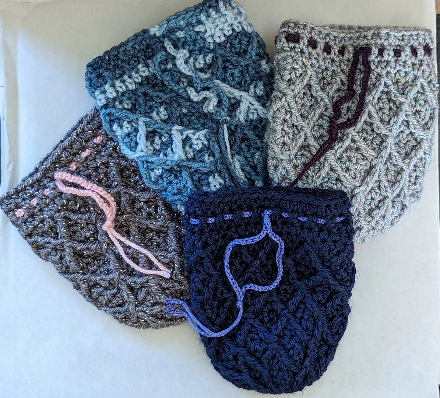 Crochet Dragonscale Dice Bags